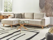 Ecksofa 3-Sitzer NORA Stoff Hellbeige rechtsseitig_891228