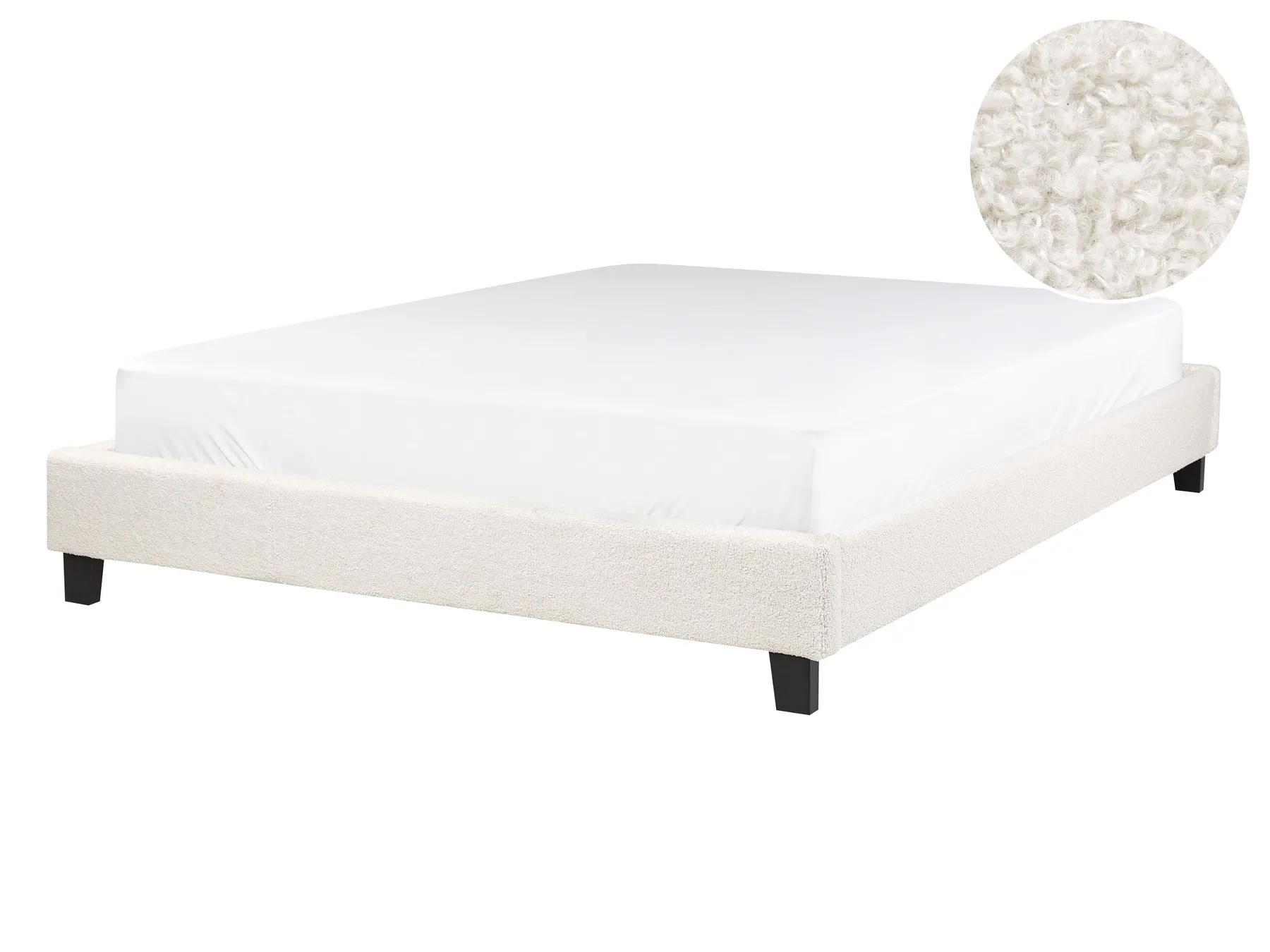 Lit sans tête de lit Bouclé ROANNE 140 x 200 cm Beige clair_903077