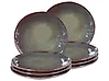 Set of 8 Dinner Plates THYME Stoneware Dark Green 28 cm
