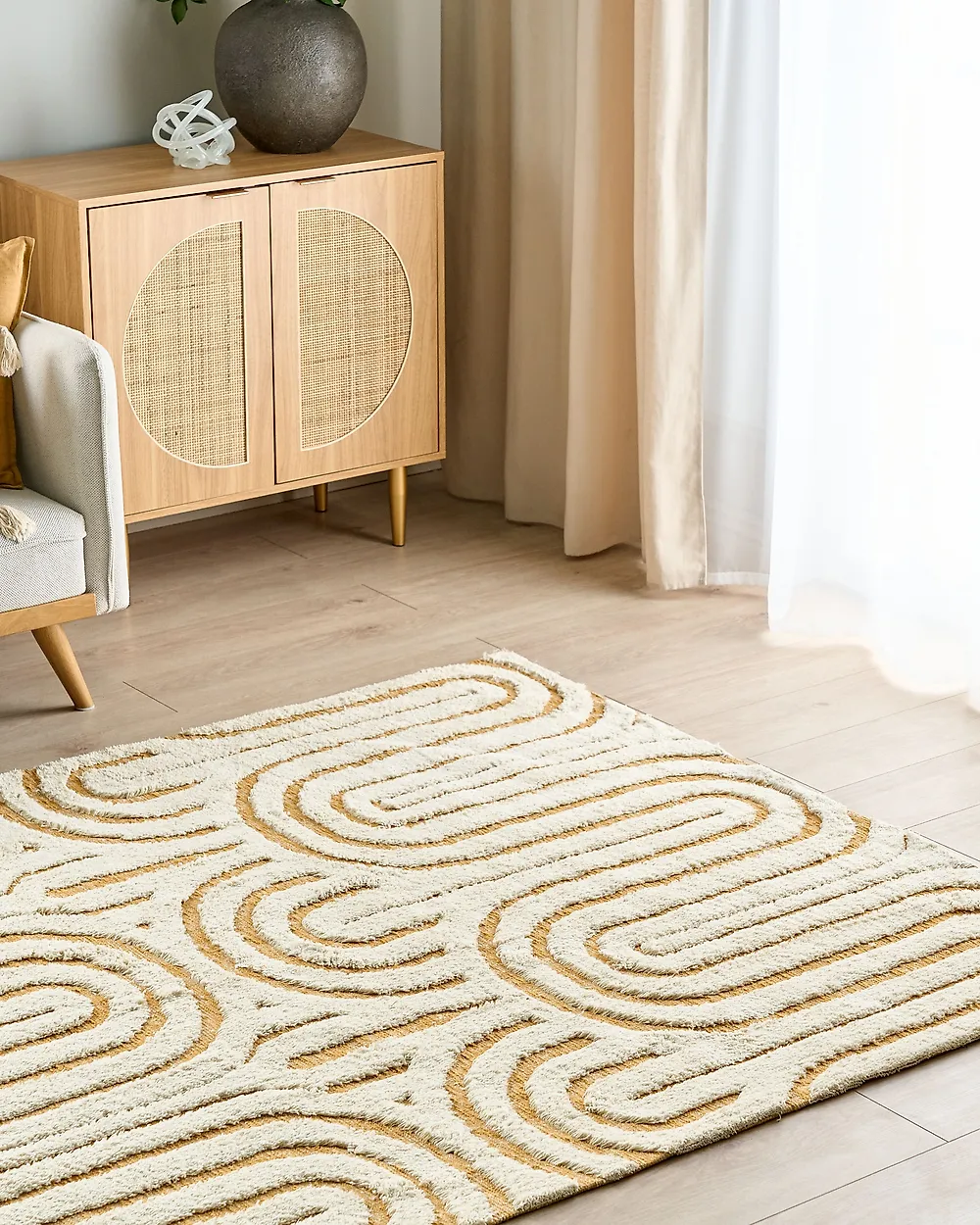 Teppich PERAI Gelb 160 x 230 cm Baumwolle