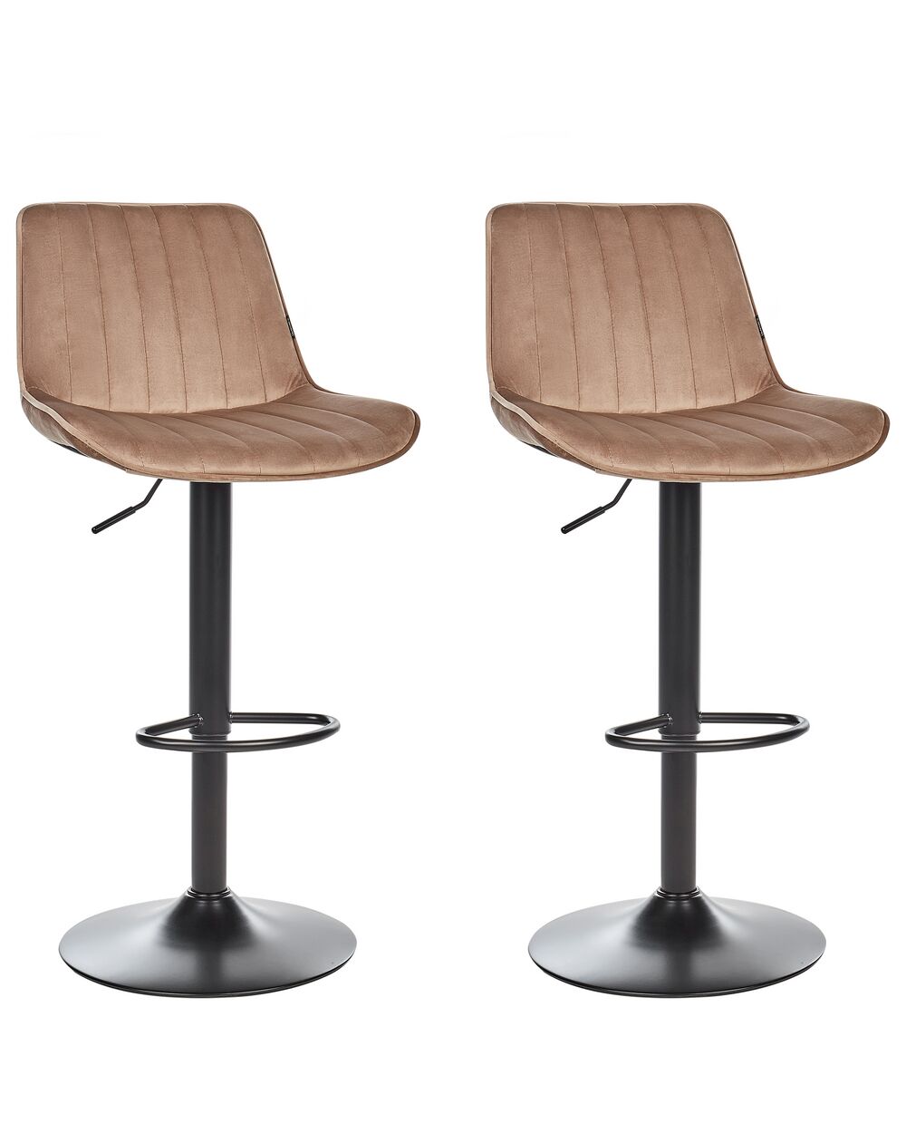 Set van 2 barstoelen DUBROVNIK draaibaar Fluweel Lichtbruin