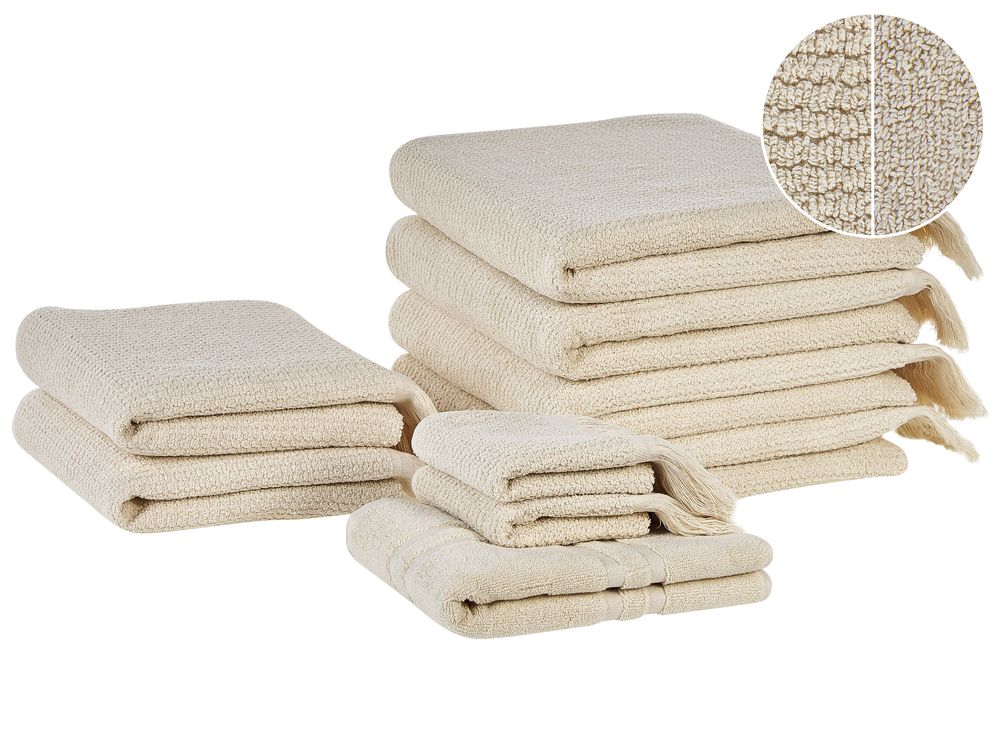 9-delige handdoekset ATIU Badstof Beige