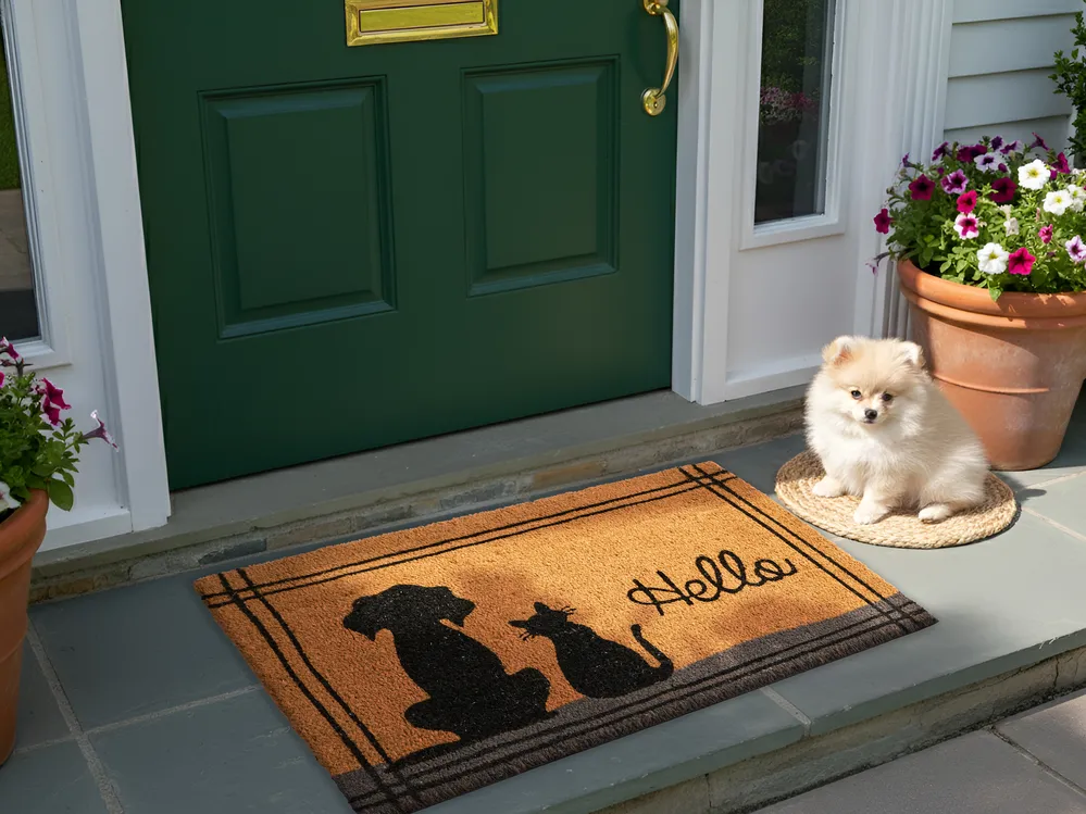 Fußmatte MARAGANG Naturfarben 60 x 90 cm Katze Hund Kokosfasern