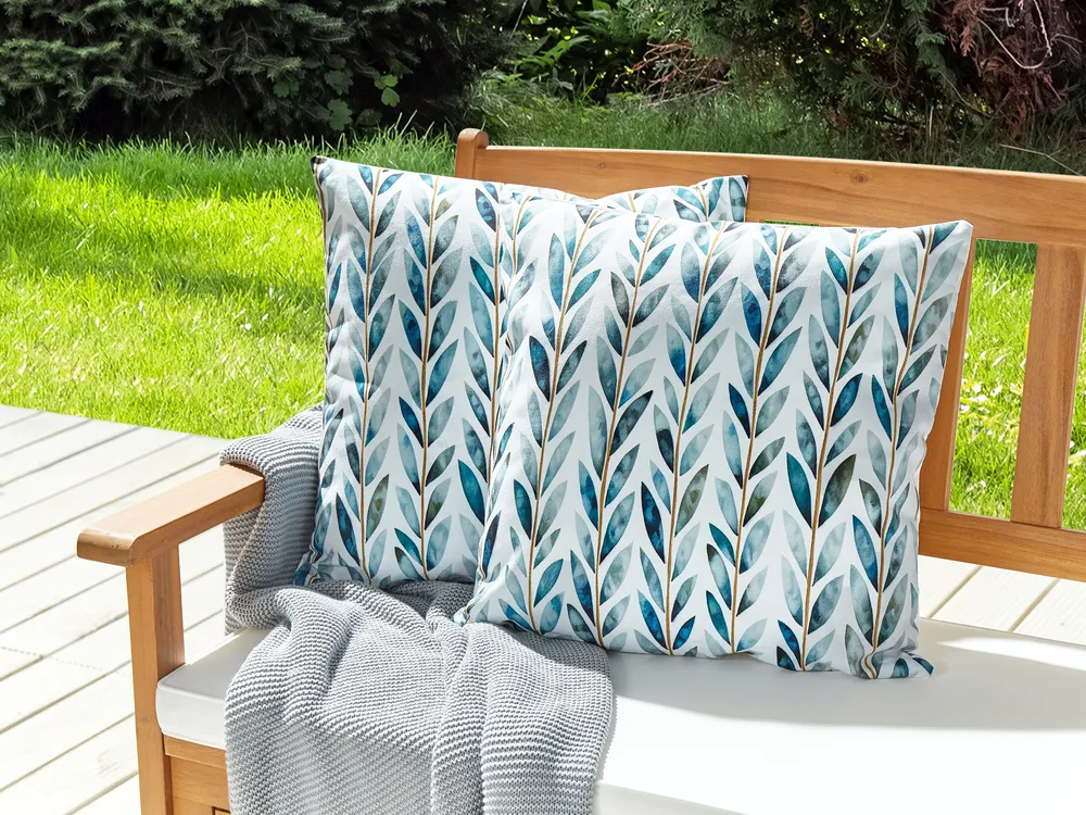 Gartenkissen 2er Set LOANO Pflanzenmuster 45 x 45 cm Grün