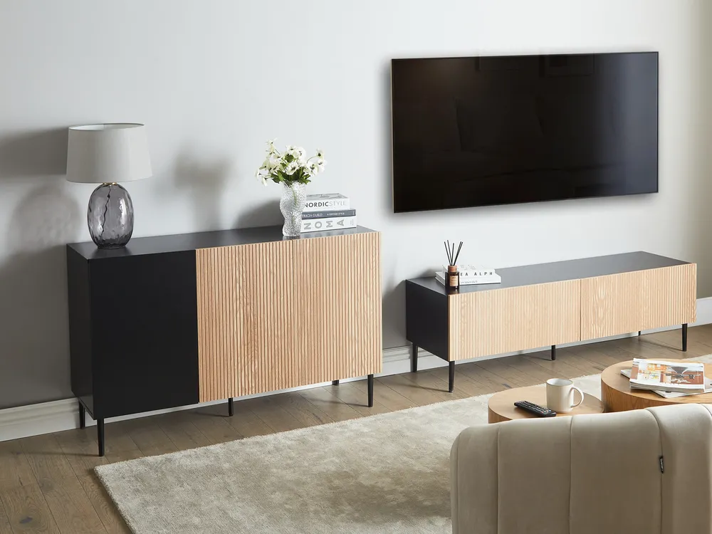 Schrank BLYTHE Naturfarbene Esche Schwarz_969073
