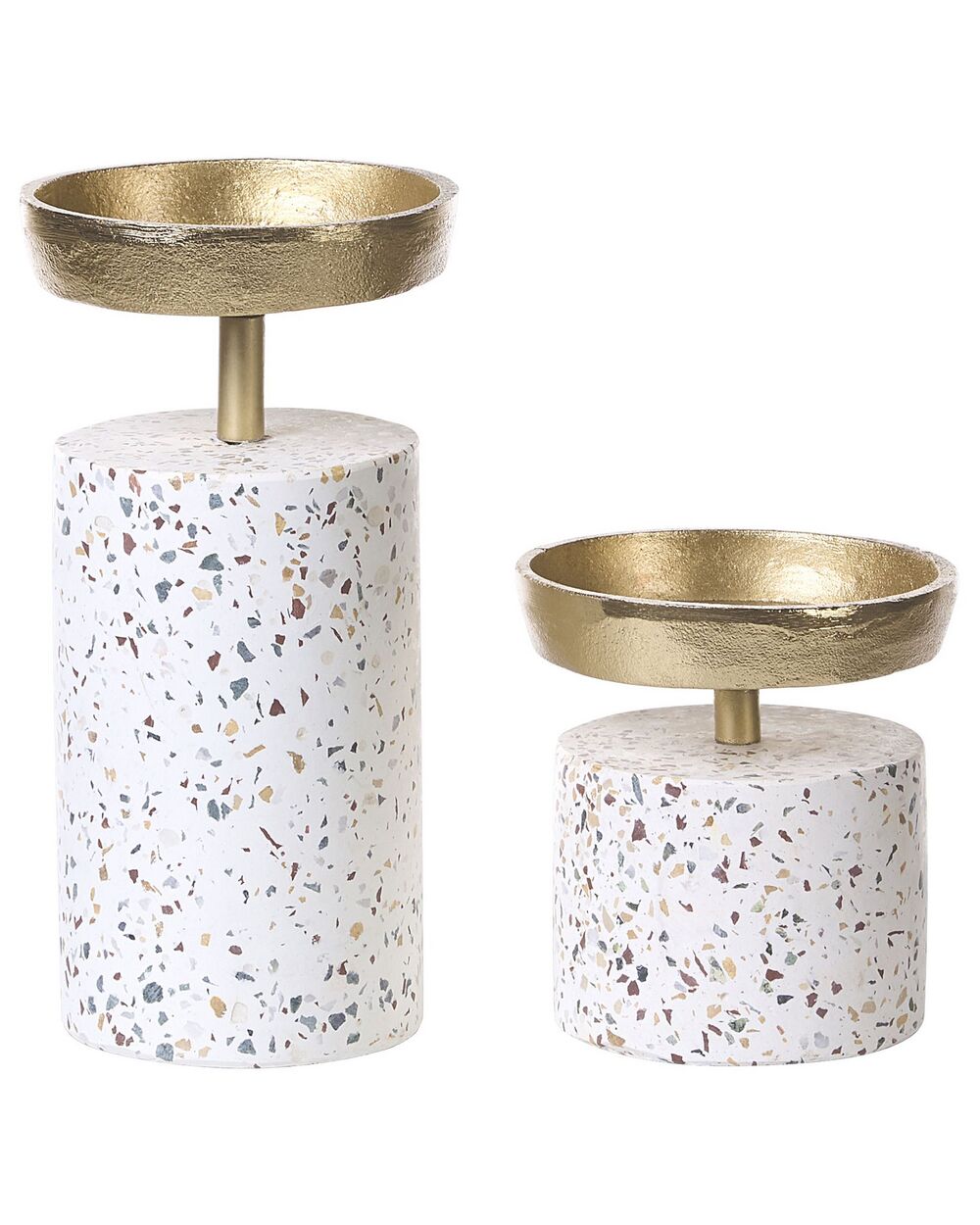 Set van 2 kaarshouders KAENGAN 13/24 cm Steen Terrazzo-effect Goud