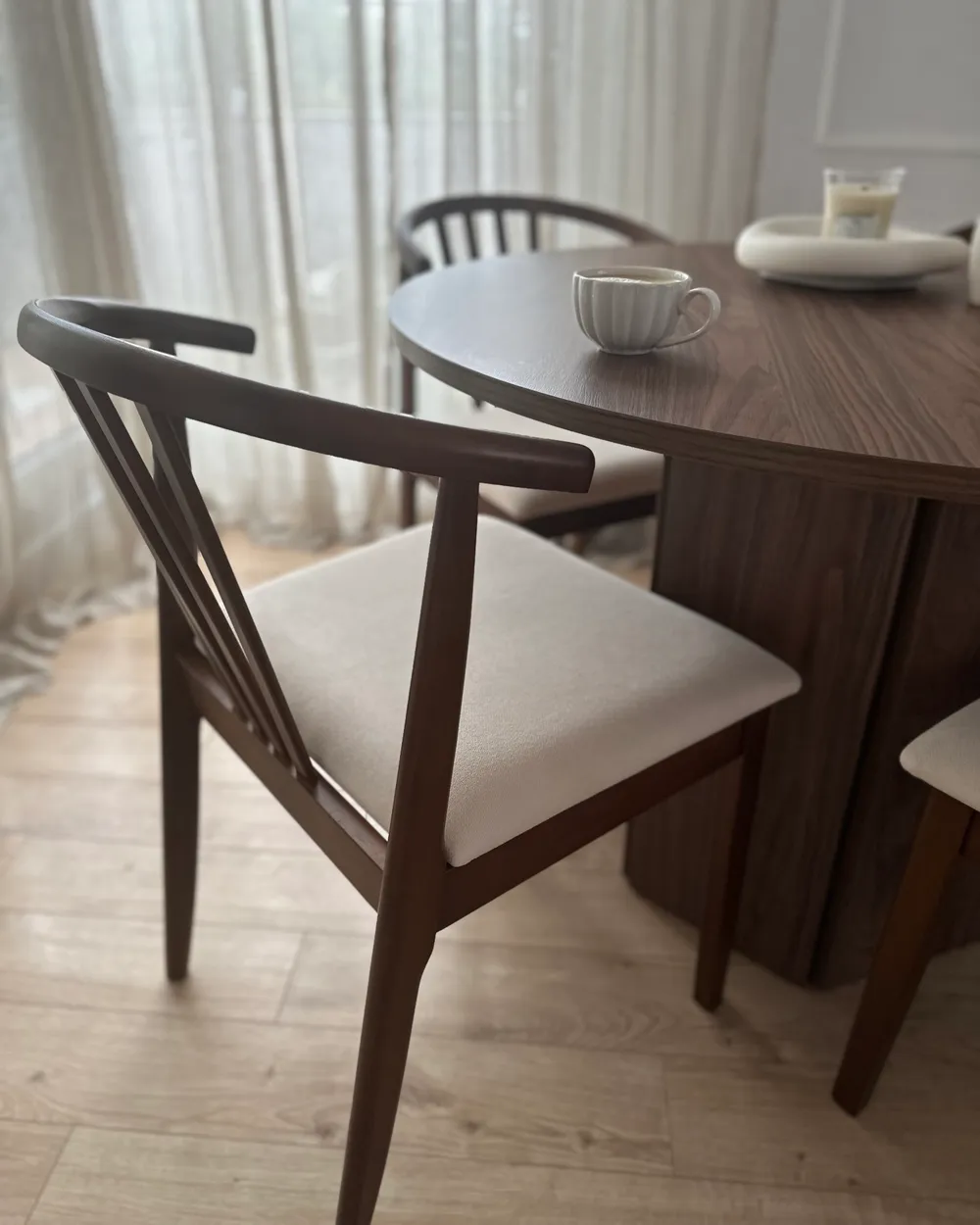 Esszimmerstuhl 2er Set CRAIG Holz Dunkelbraun / Beige