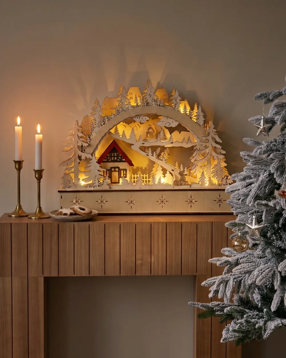 Weihnachtsdekoration LED GOKSJO 33 cm Hellbraun