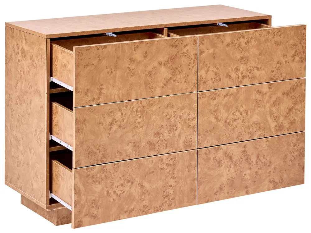 6 Drawer Chest WOODEND Burl Effect_1102438