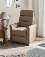Recliner Chair SANDE with Footrest Fabric Brown_1039058