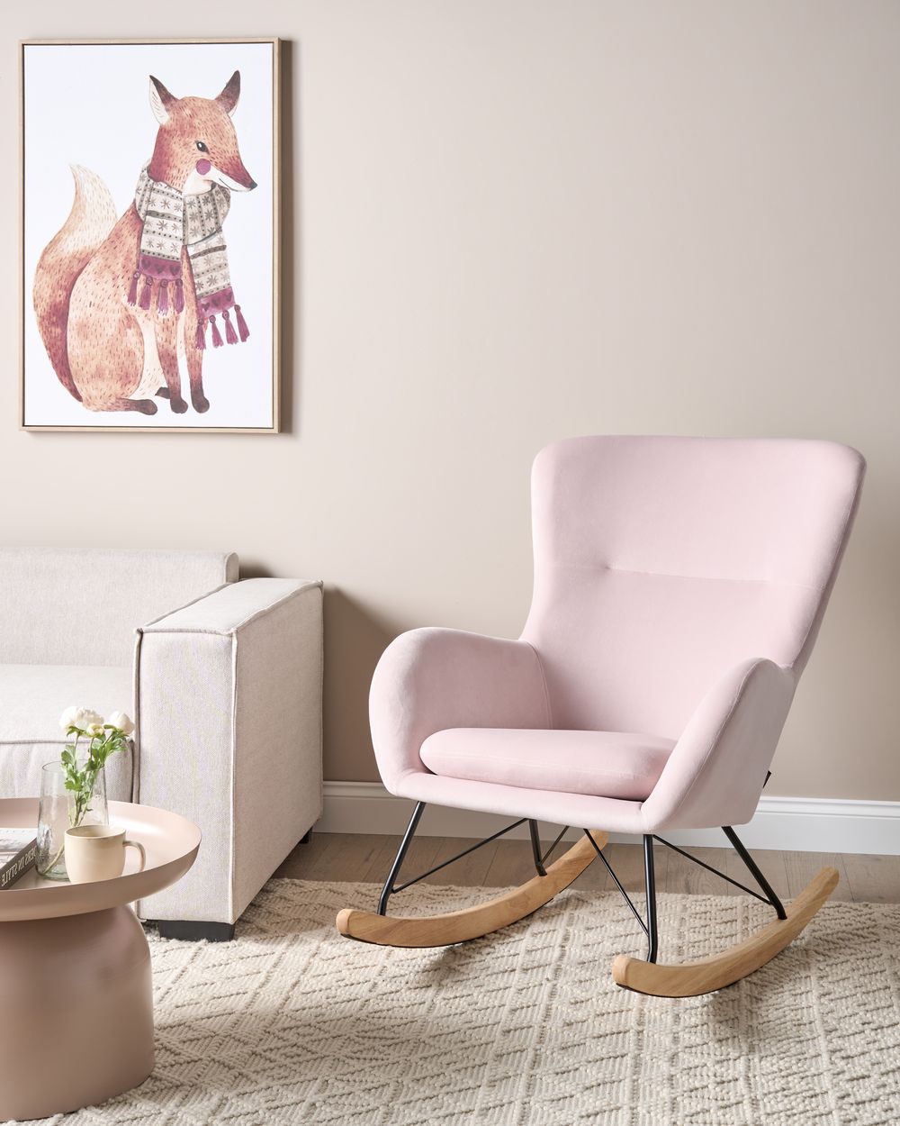 Schaukelsessel ELLAN Samtstoff Rosa