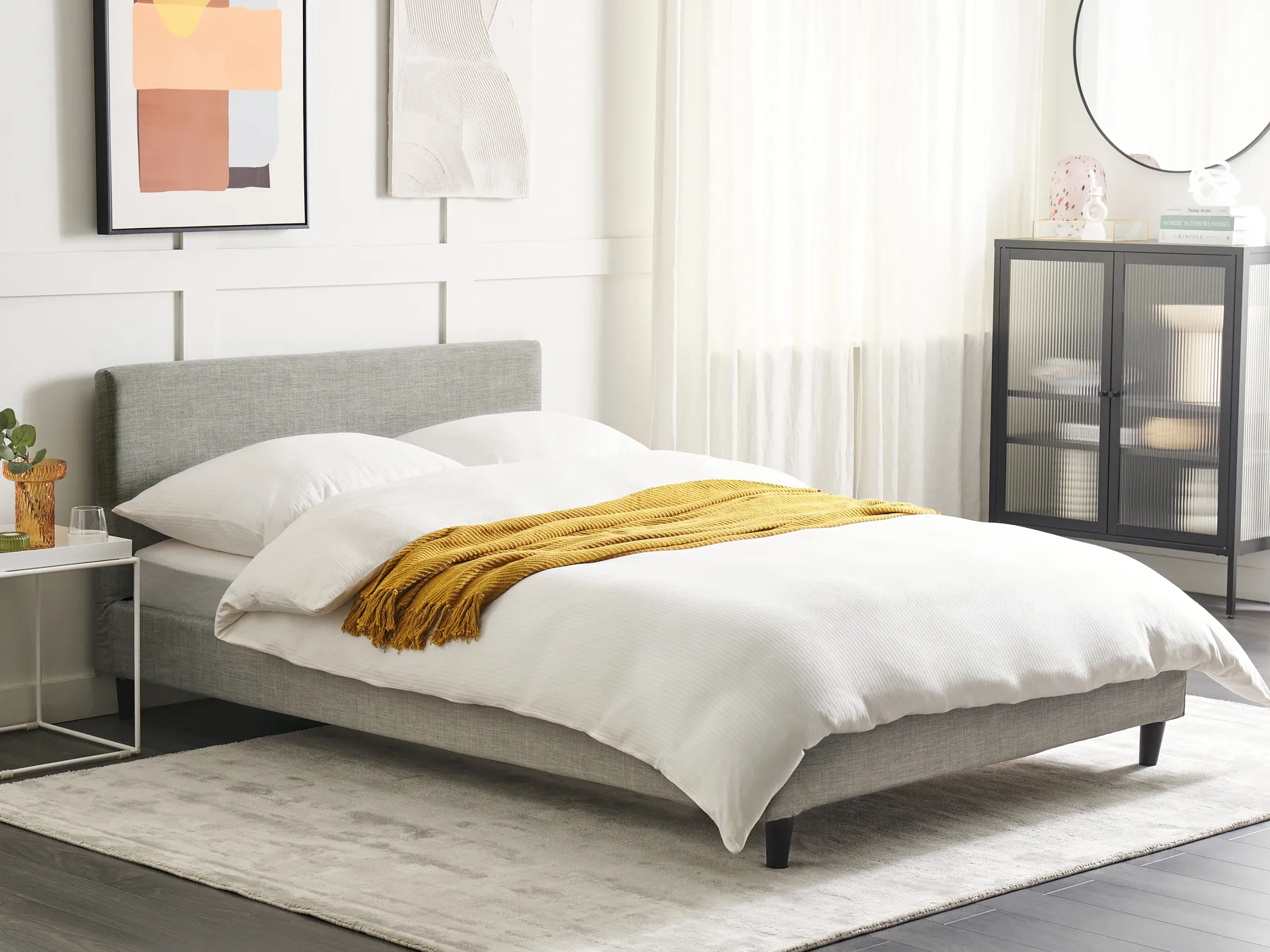 Bed Fabric FITOU 140 x 200 cm (EU Double) Light Grey_875858