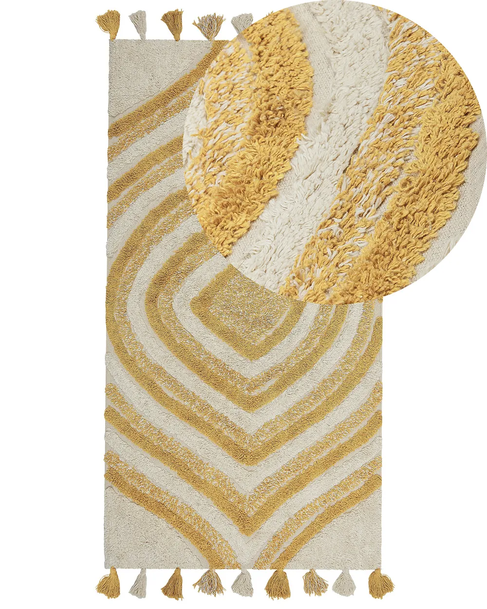 Rug BINGOL Yellow 80 x 150 cm Cotton - Beliani.be