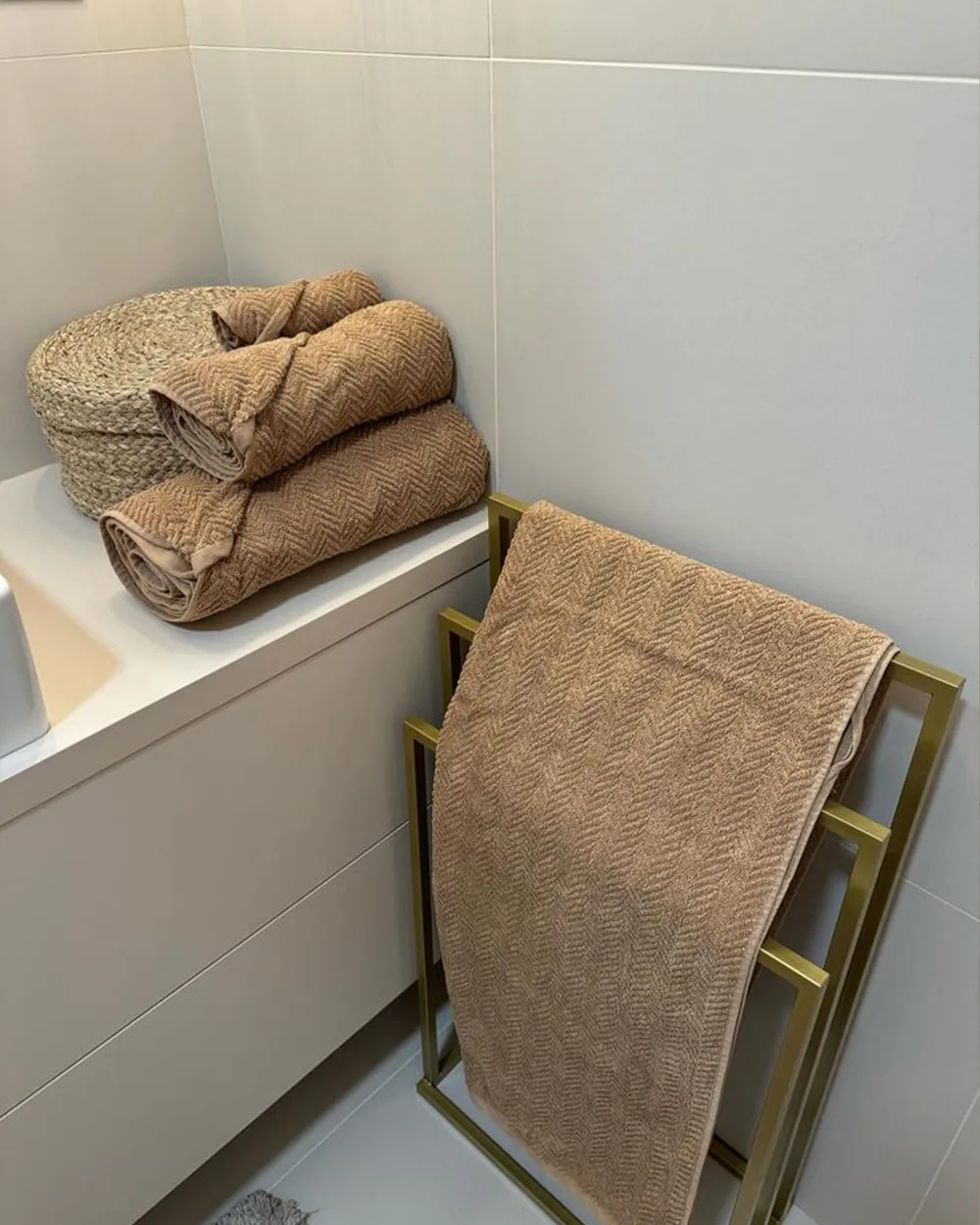 Handtücher 9er Set MITIARO Baumwollfrottee Sandbeige_927508