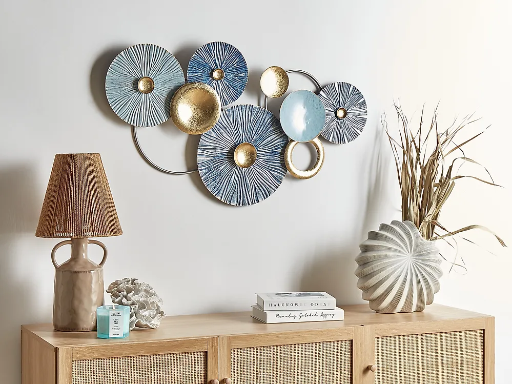 その他 Etain decoration murale Décoration murale ACTINIUM 51 cm Métal Bleu - Beliani.nl