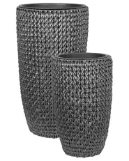 Set of 2 Plant Pots CEDRUS 37/45 cm PE Rattan Black_897234