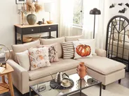 Dekokissen CURBITA 45 x 45 cm Samtstoff Beige Pflanzenmuster_830488