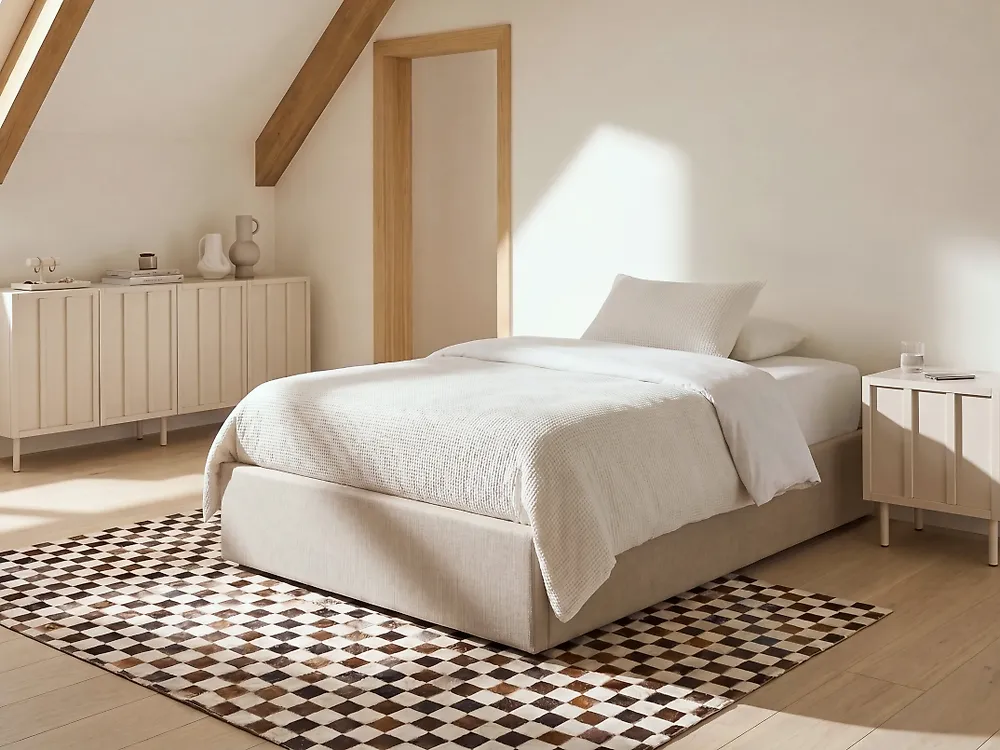 Ottoman Bed without Headboard DINAN Fabric Taupe 120 x 200 cm (EU Small Double)