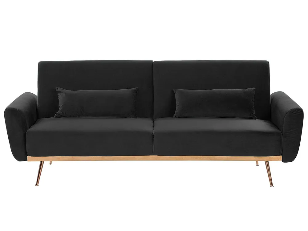 Schlafsofa 3-Sitzer EINA Samtstoff Schwarz
