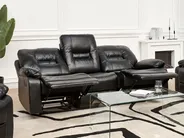 Sofa Set manuell verstellbar 6-Sitzer BERGEN Kunstleder Schwarz_1060559