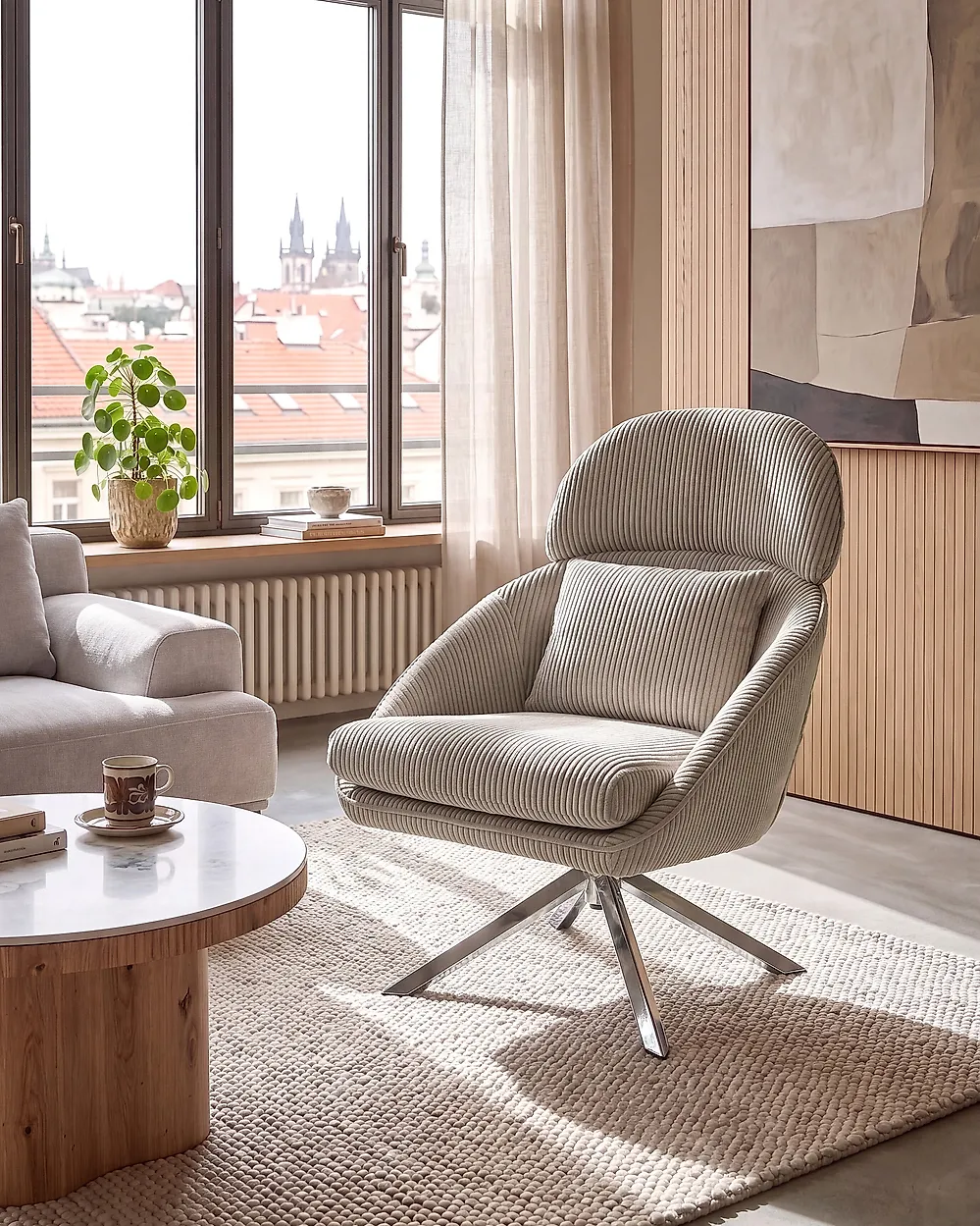 Drehsessel STORVORDE Cord Taupe