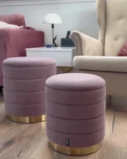 Set of 2 Storage Pouffes GARLAND Velvet Pink_1055316