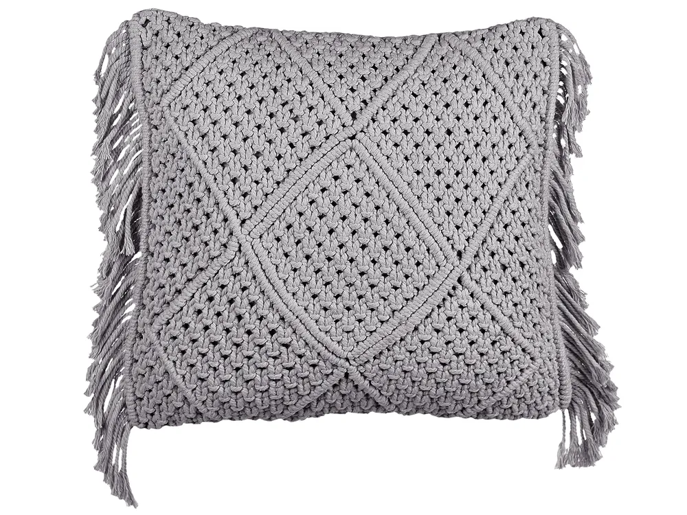 Dekokissen 2er Set BESHAM 45 x 45 cm Baumwolle Grau Geometrisches Muster_904603