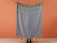 Kuscheldecke SUNWAL Stoff 130 x 170 cm Schwarz / Weiß_868843