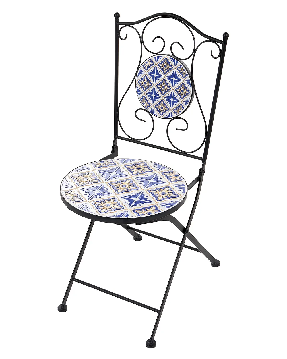 Gartenstuhl 2er Set SIPONTO klappbar Metall Weiß / Blau_1155772