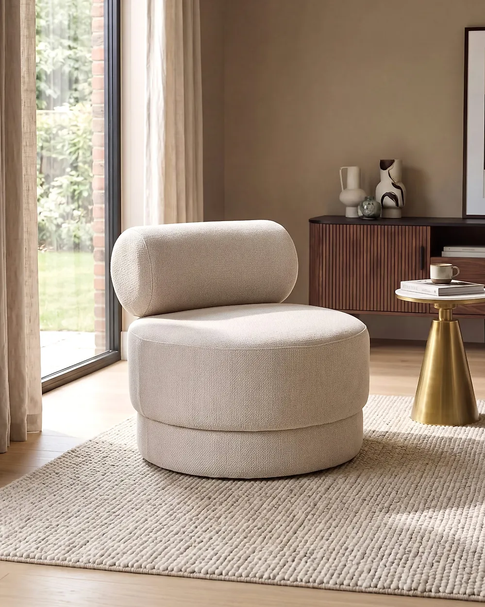 Drehsessel KARVIA  Stoff Hellbeige_1165204