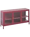 Sideboard mit Glastüren NEWPORT 115 cm Metall Dunkelrot
