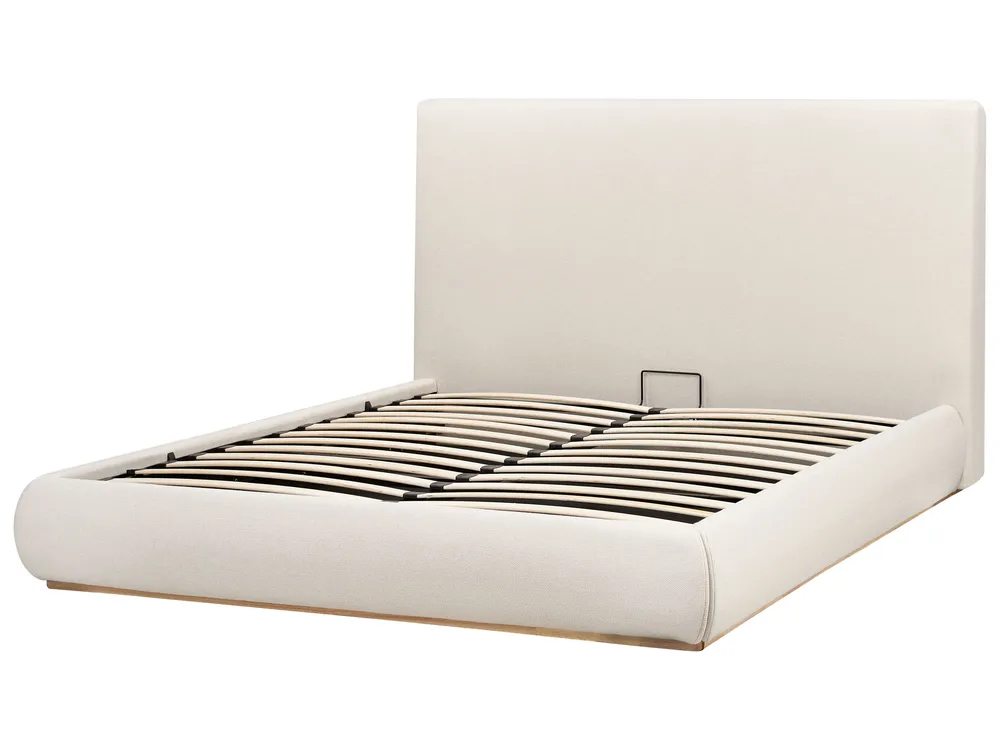 Bett mit Stauraum CAMPAGNE Stoff Hellbeige 160 x 200 cm_972050