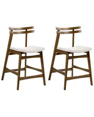 Set mit 2 Barstühlen CYNTHIANA Holz Braun / Hellbeige_1060378