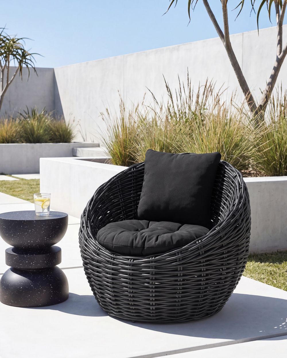 Garden Chair LERICI Rattan Black