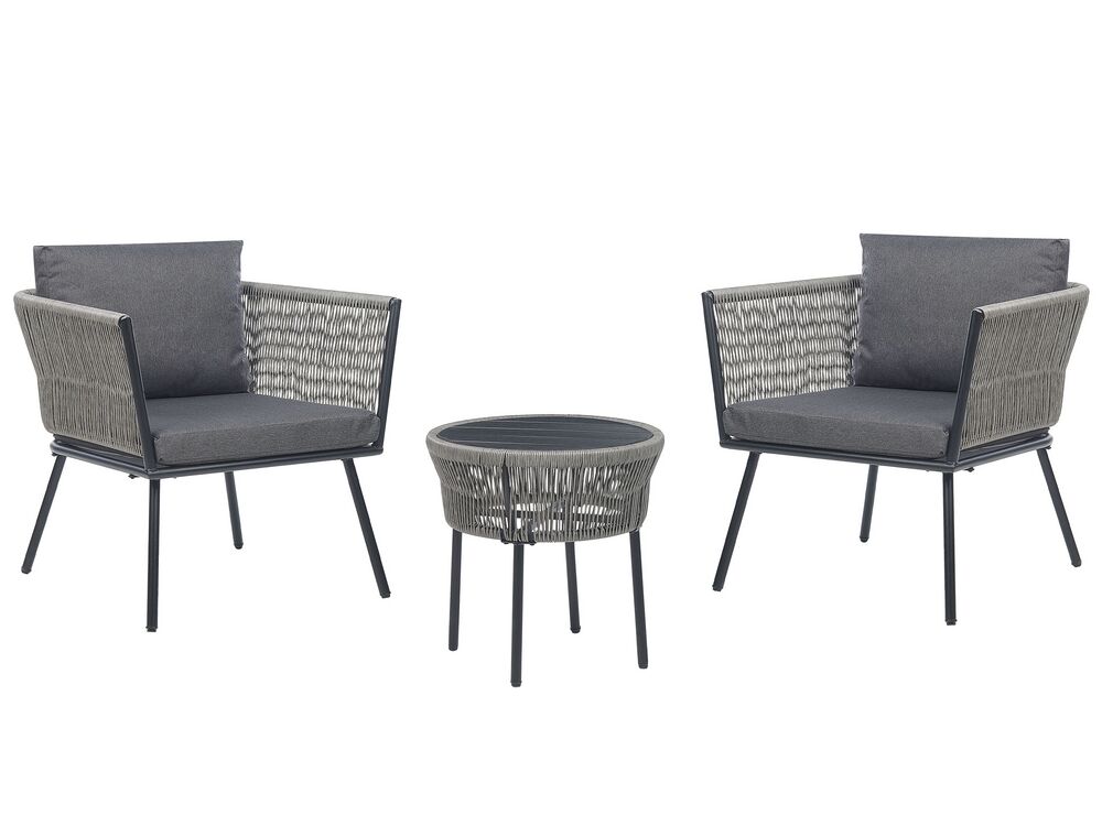 Bistro set s jastucima GARGANO PE ratan Sivi