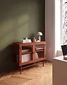 Sideboard mit Glastüren DEVON 77 cm Metall Goldbraun