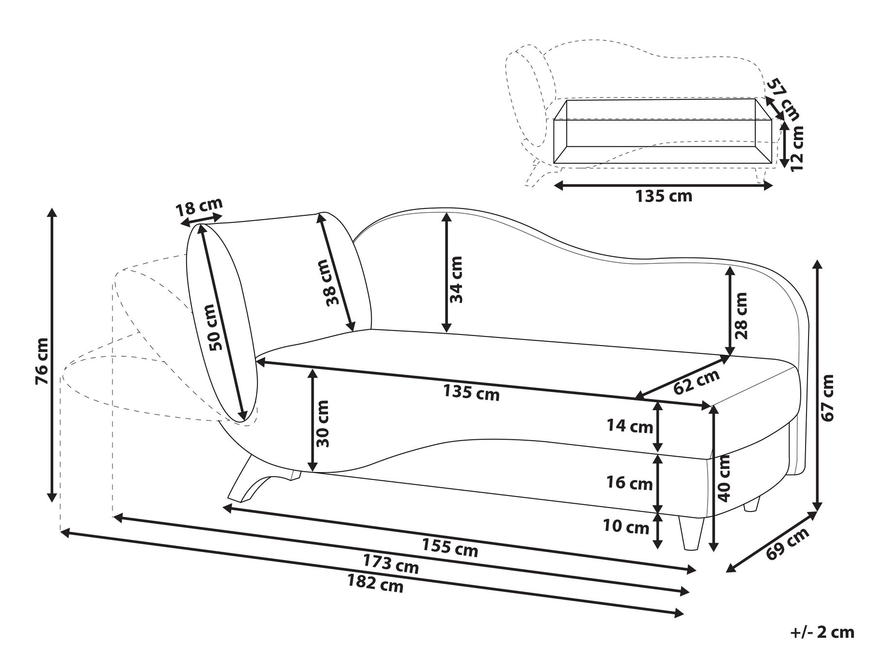 Linksseitige Chaiselongue MERI mit Stauraum Kunstleinen Hellgrau_881463