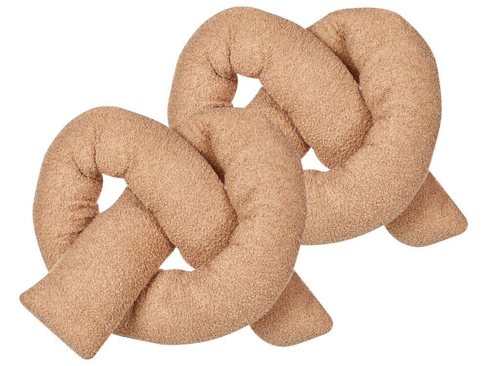 Set of 2 Decorative Cushions GLADIOLUS 172 x 14 cm Boucle Light Brown Solid