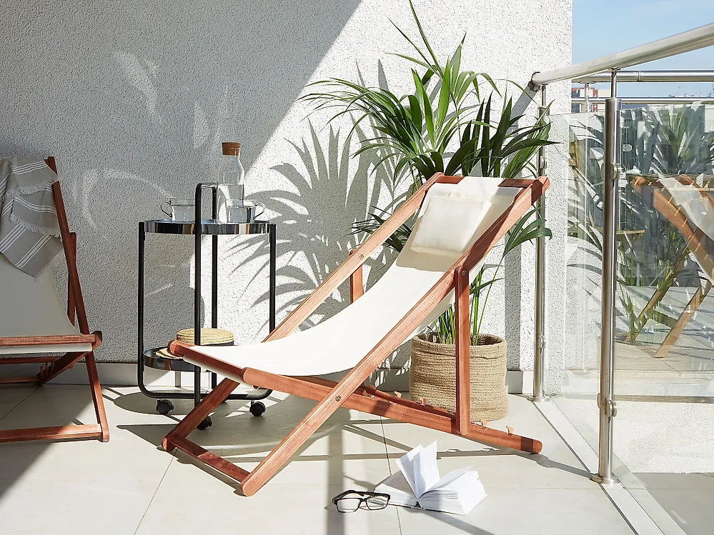 Set of 2 Folding Deck Chairs AVELLINO Acacia Wood Dark Brown