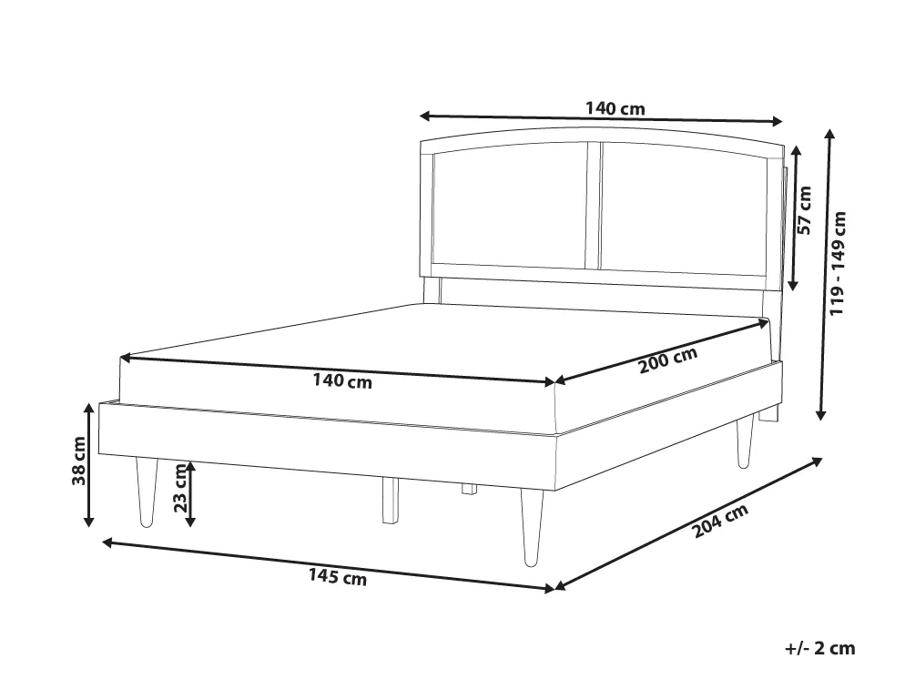 Bett mit LED Rattan VARZY 140 x 200 cm Braun_899886