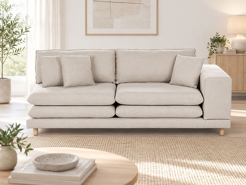 Sofa 2-Sitzer HEDEN mit Kissen Stoff Hellbeige