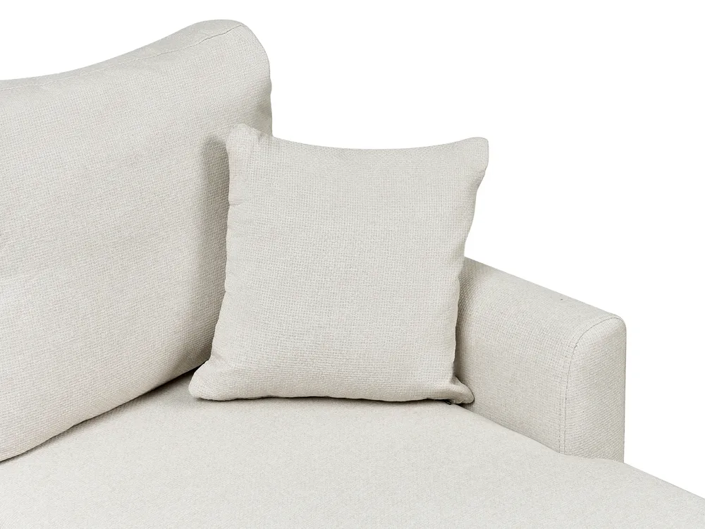 Corner Sofa Bed 3 Seater NASSJO Faux Linen Off-White Left Hand_999880
