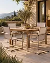 Gartenstuhl 4er Set COSOLETO Edelstahl Beige