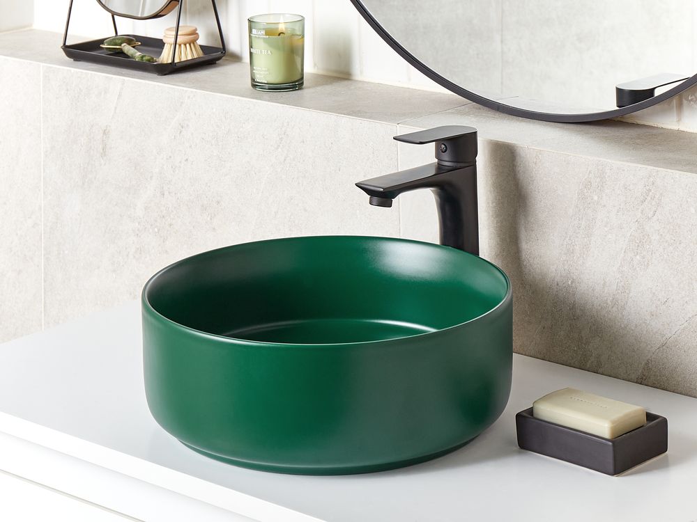 Countertop Basin GUDAR ⌀ 370 mm Ceramic Dark Green
