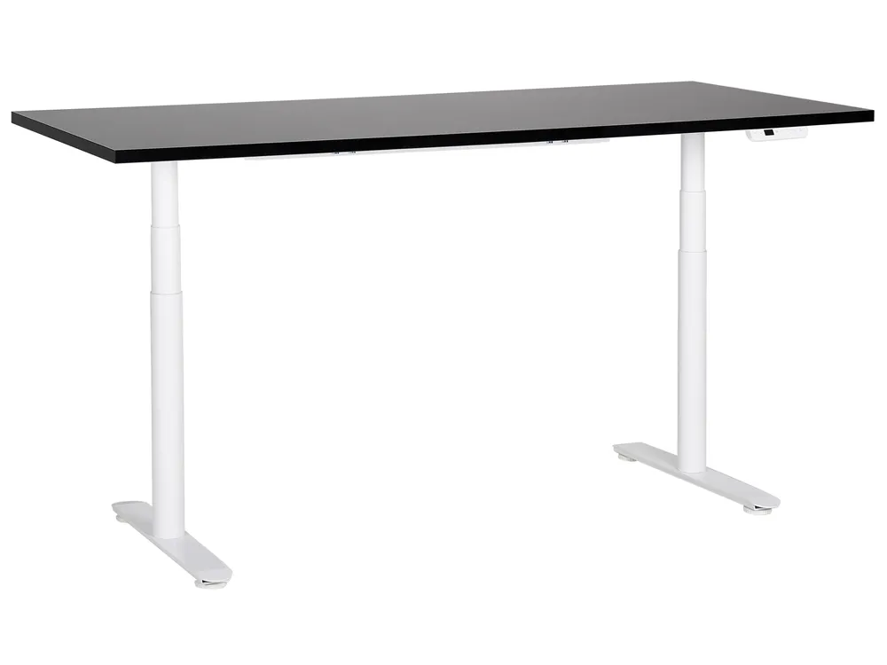 Schreibtisch elektrisch höhenverstellbar DESTINAS 180 cm 80 cm Schwarz / Weiß