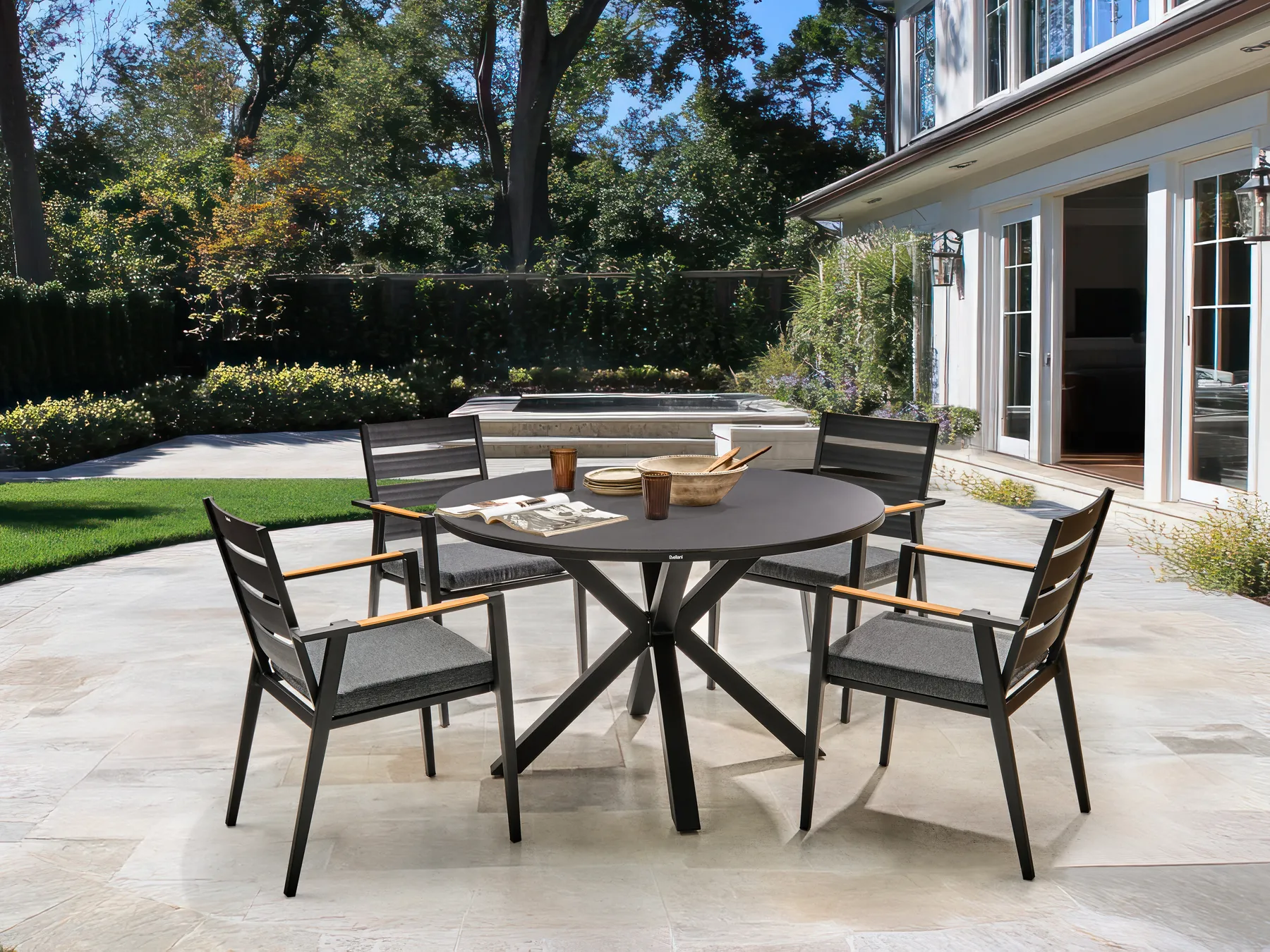 Gartenmöbel Set 4-Sitzer MALETTO/TAVIANO inkl. Kissen Metall Schwarz_993864