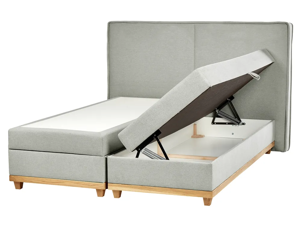 Divan Bed with Storage DYNASTY Fabric Light Grey 160 x 200 cm (EU King Size)