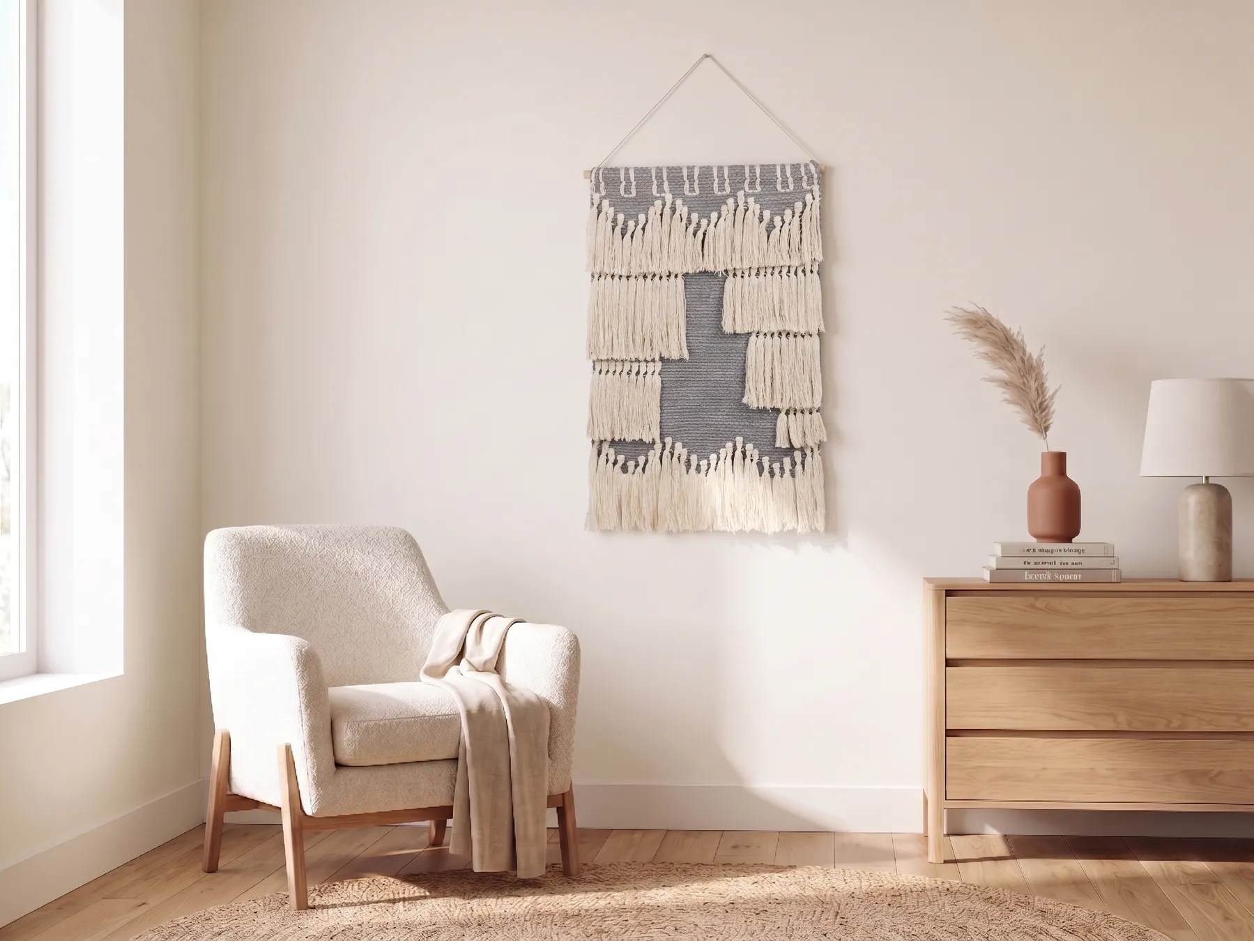 Wandbehang MAHRI Baumwolle 106 cm Grau_864082