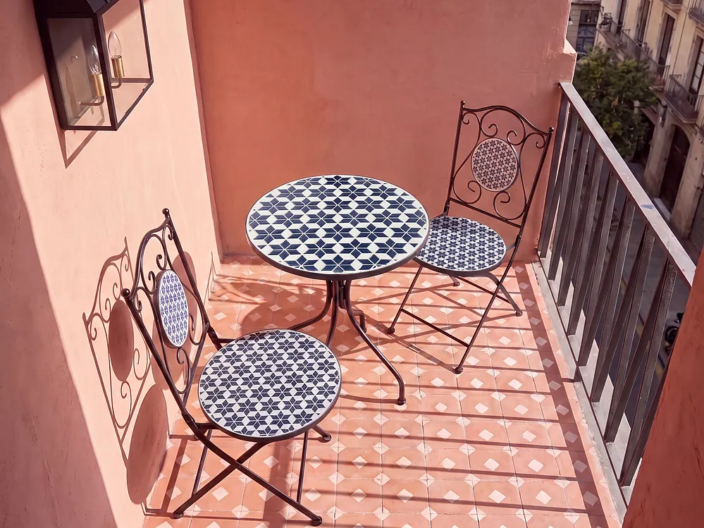 Bistro Set SIROLO Metall Weiß / Blau_1155670