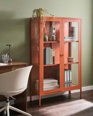 Vitrine mit Glastüren NASH 90 cm Metall Goldbraun_1091114